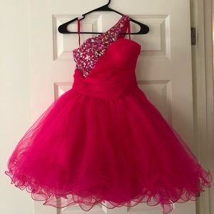 Hot pink short prom dress